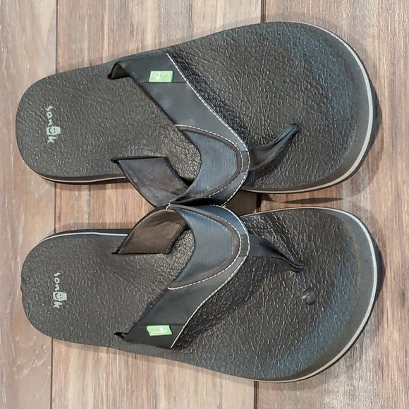 Sanuk Mens Sandals Flip Flops Outdoor Flats sz 12 shoes - Picture 3 of 10